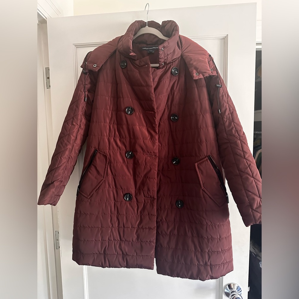 French Connection Maroon Quilted Puffer Jacket